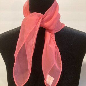 Mid Century Chiffon Scarf  Sheer Pink Boho Audrey Hepburn Mod Look 1960s Vintage